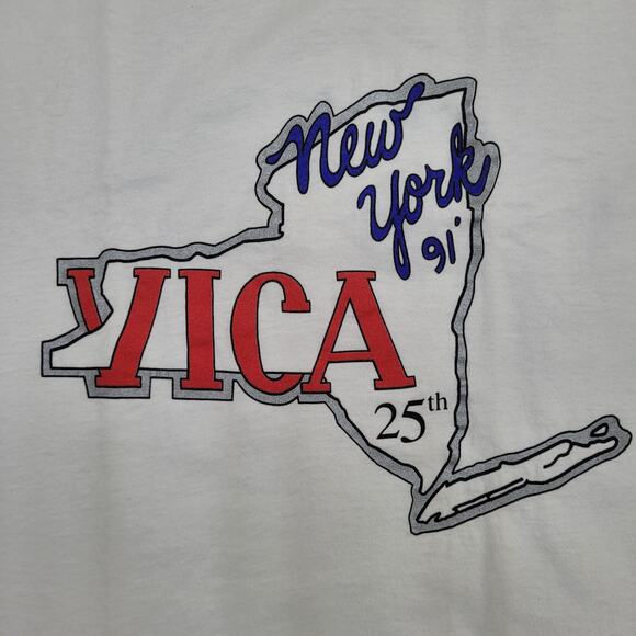 Vintage 1991 New-York 25th Anniversary Shirt Womens XL 21x26 White Vica - Picture 10 of 13